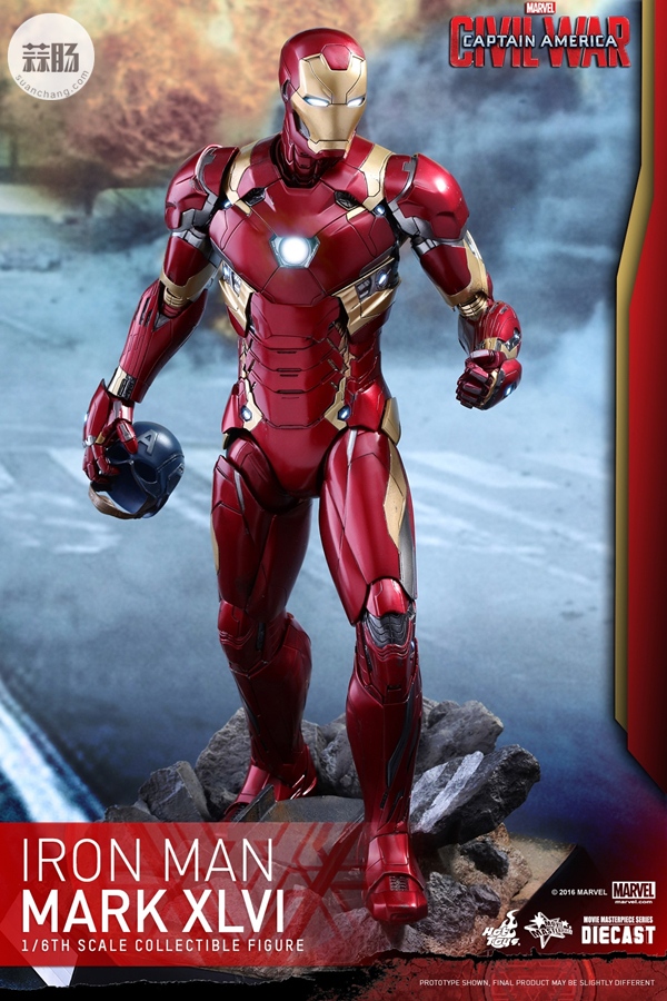 Hottoys 新品 MMS353D16 壓鑄合金《美國隊長3-內戰(zhàn)》- 鋼鐵俠MK46